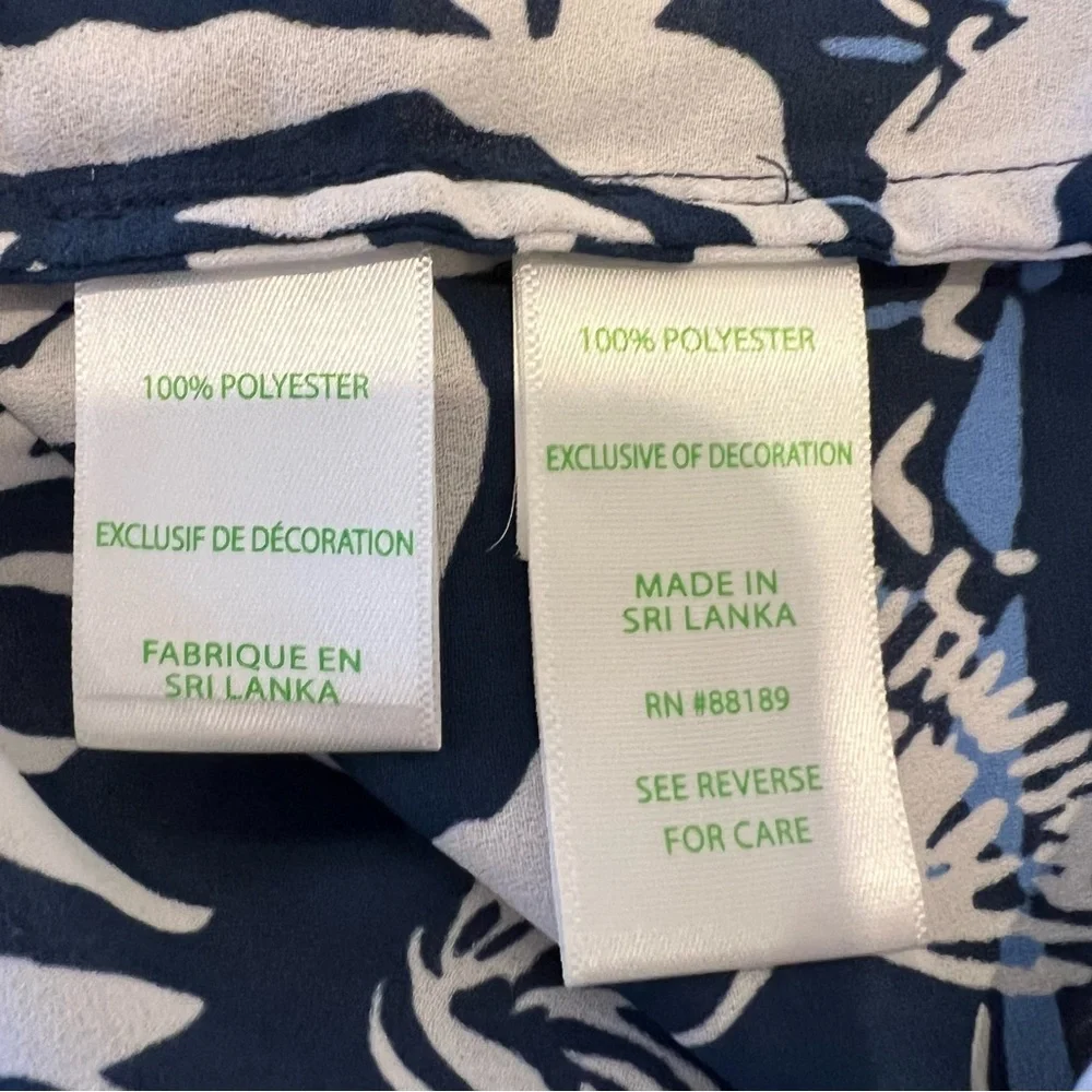 Lilly Pulitzer Top Women Large Blue White Marilina Tassels Relaxed Coastal Tunic - Picture 8 of 14